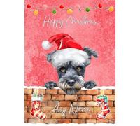 Personalised Miniature Schnauzer Dog Art Christmas Card - Custom Xmas Card for Him Her Male Female Dog Pet
