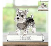 Personalised Miniature Schnauzer Themed Crystal-Style Desktop Sign Custom Name 2D Acrylic Block Pet Tabletop Frame Dog Plaque Keepsake Gifts Dog Owner Pet Lover Xmas Birthday (S 53)