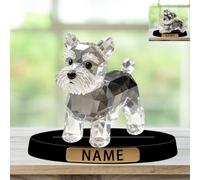 Personalised Miniature Schnauzer Themed Crystal-Style Desktop Sign Custom Name 2D Pet Tabletop Frame Dog Plaque Keepsake Gifts Dog Owner Pet Lover Xmas Birthday (S 22)