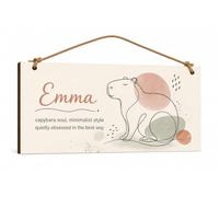 Personalised Minimalist Capybara Wooden Plaque Line Art Decor 20x10cm