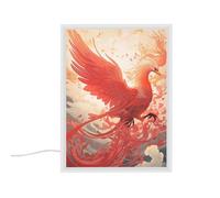 Personalised Mirror Acrylic Night Light Dragon Phoenix LED Night Light Children Desk Bedside Lamp Tricolor Dimming Nightlight Toddler Birthday Button Switch