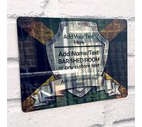 Personalised Mirror Bar Sign - Jamaica Jamaican Flag Printed Metal Mirror Sign wall art A5 Bar Add Name (20x14cm)