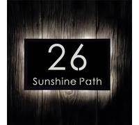 Personalised Modern Fashion Address Plaques Sign LED Light, Custom 3D Acrylic House Number Illuminated Address Numbers Sign for Houses Exterior Yard (10x20 cm)