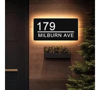 Personalised Modern Fashion Address Plaques Sign LED Light, Custom 3D Acrylic House Number Illuminated Address Numbers Sign for Houses Exterior Yard (15x30 cm)