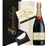 Personalised Moët & Chandon Champagne Gift Set 75cl in Wooden Presentation Box - Custom Bottle Label & Message - Luxury Gift Hamper for Women & Men, Birthday, Anniversary, Wedding, Retirement
