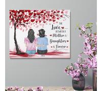 Personalised Mom And Daughter Portrait Name Canvas Frame Decor The Love Between A Mother & Daughters Is Forever Wall Art Decor Gifts For Mom From Daughter Mother's Day Birthday (style 2)