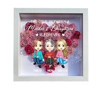Personalised Mom Flower Shadow Box Custom Name Portrait The Between A Mother And Daughter Is Forever Memory Frame Gift For Mum Wife From Daughter Son Husband Mothers Day Birthday (style 16)