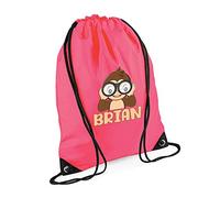 Personalised Monkey Backpack, Monkey Design Bag, Bag Gift For Animal Lover, Birthday, Christmas, Gift For Men-Women Drawstring Bag, PE Gym Kit Swimming, Sport Rucksack. (Fluorescent Pink)