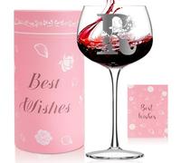 Personalised Monogram Gifts for Women,Customized Initial Wine Glass,Birthday Gifts for Her, Personalised Gin Glass,Birthday Christmas Gifts for Her Friend Mom Wife Sister, 16oz Red Wine Glasses (R)