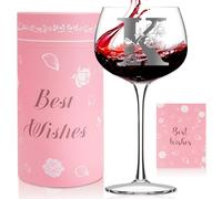 Personalised Monogram Gifts for Women,Customized Initial Wine Glass,Birthday Gifts for Her, Personalised Gin Glass,Birthday Christmas Gifts for Her Friend Mom Wife Sister, 16oz Red Wine Glasses (K)