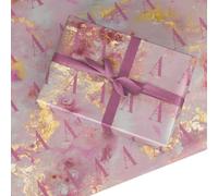 Personalised Monogram Pink & Gold Marble Wrapping Paper - Custom Gift Wrap with Name & Initial - Recyclable Birthday & Wedding Wrap for Women & Girls by Dyefor - Large Roll (50cm x 3.6m)