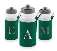 Personalised Monogram Water Bottle with Large Initial Letter Design - 500ml BPA Free Reusable School, Gym & Travel Drinks Flask with Protective Sleeve and Carabiner - Stylish Gift for Kids & Adults