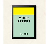 Personalised Monopoly Street Name Print Poster Various Sizes Framed Unframed Custom Wall Art Deco Minimalist Home Decor House Gift Idea (A3 Framed - Black)