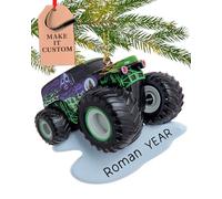Personalised Monster Truck Ornament 2025 - Fast & Free 24h Customisation - Kids Christmas Ornaments for Tree - Custom Gift Wrapped Black Off Road Jam Vehicle Keepsake for Girls, Boys (Monster Truck)