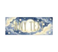 Personalised Moon and Stars Metal Door Sign - Dreamy Watercolour Name Plaque for Childs Bedroom or Nursery Entrance Keepsake Sleepytime Night Sky Decor
