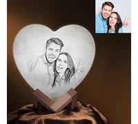 Personalised Moon Lamp w/Touch & Tap Control, 3D Custom Moon lamp, Customized Moon Lamp w/Photo & Text as Best Gift for Home Decor, Birthday, Christmas (Heart)
