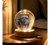 Personalised Moon Phase Crystal Ball LED Lamp Custom Engraved Names Date 3D Crystal Night Light Gift for Anniversary Engagement Wedding Couples (Personalized Crystal Ball)