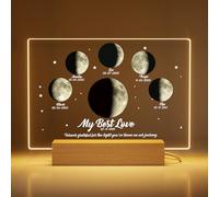 Personalised Moon Phase Night Light - Custom Name & Birth Date Acrylic Plaque for Mum Dad, Personalised LED Gift for Mother’s Day Father's Day Birthday, Christmas