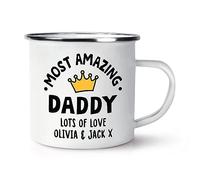 Personalised Most Amazing Daddy Crown Enamel Mug Cup