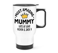 Personalised Most Amazing Mummy Crown Travel Mug Cup with Handle