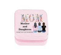 Personalised Mother And Daughters A Bond That Can't Be Broken Jewelry Box Custom Name Portrait Leather Storage Travel Case Gift For Daughter Mom Birthday Xmas (style 28)
