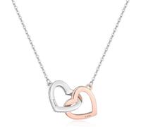 Personalised Mother Daughter Heart Necklace, Interlocking Double Hearts Birthstone Necklace,Dainty Cubic Zirconia Pendant Jewelry Gift for Mum,Wife,Best Friend, Couple