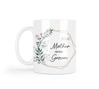 Personalised Mother of The Groom Mug, Gift for Wedding Day, Thank You to The Parents, Wedding Announcement Present, Summer Flowers, 11 Oz Ceramic White Mug
