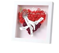 Personalised Mother’s Day Flower Shadow Box, Custom Name Heart Artificial Rose Frame Mother's Day Birthday for Mum Wife Grandma