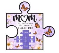 Personalised Mother’s Day Jigsaw Puzzle Gift for Mum Acrylic Frame “You’re the Piece That Holds Us Together” Present from Daughter or Son (Mum Holding Piece)