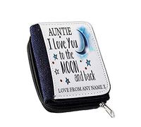 Personalised Mothers Day Auntie I Love You to The Moon and Back Women’s Denim Coin Wallet, Girls Purse, Gift Purse Wallet, Stags Purse Birthday Present.