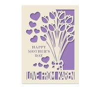 Personalised Mothers Day Card Custom Mothers Day Cards for Mum Happy Mother's Day Card Gifts Laser Paper Cut Cards with Any Name for Her Mom Mummy Mama Grandma from Daughter Son(Lilac Purple)