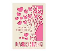 Personalised Mothers Day Card Custom Mothers Day Cards for Mum Happy Mother's Day Card Gifts Laser Paper Cut Cards with Any Name for Her Mom Mummy Mama Grandma from Daughter Son(Red)