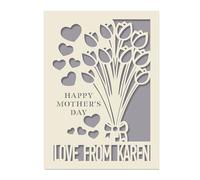 Personalised Mothers Day Card Custom Mothers Day Cards for Mum Happy Mother's Day Card Gifts Laser Paper Cut Cards with Any Name for Her Mom Mummy Mama Grandma from Daughter Son(Grey)