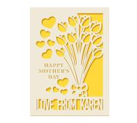 Personalised Mothers Day Card Custom Mothers Day Cards for Mum Happy Mother's Day Card Gifts Laser Paper Cut Cards with Any Name for Her Mom Mummy Mama Grandma from Daughter Son(Gold)