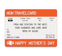 Personalised Mothers Day Card Gift For Mum Custom Acrylic Train Ticket Design Presents For Grandma, Nan, Nanny 15 cm x 10 cm