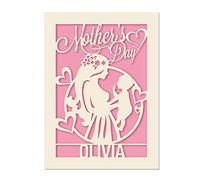 Personalised Mother's Day Card Gift for Mum Her Mom Mummy Mama Mother Women Wife Grandmother Thank You Crads for Happy Mothers Day with Envelope(Pink)