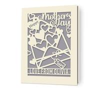 Personalised Mothers Day Card Gifts Custom Mothers Day Cards for Mum Greeting Cards Happy Mother's Day Card with Any Name for Mom Mama Mummy Nanny from Son Daughter Best Mum Gifts(Grey)