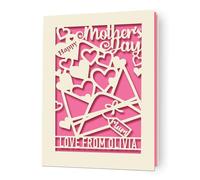 Personalised Mothers Day Card Gifts Custom Mothers Day Cards for Mum Greeting Cards Happy Mother's Day Card with Any Name for Mom Mama Mummy Nanny from Son Daughter Best Mum Gifts(Fuchsia)