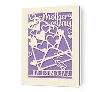 Personalised Mothers Day Card Gifts Custom Mothers Day Cards for Mum Greeting Cards Happy Mother's Day Card with Any Name for Mom Mama Mummy Nanny from Son Daughter Best Mum Gifts(Lilac Purple)