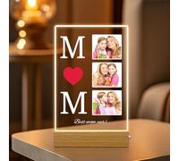 Personalised Mothers Day Gifts for Mum from Daughter Son, Custom Mum Photo Frame Gifts for Mother's Day, Light-up Picture Acrylic Plaque with LED Base Customised Photo Gifts for Mum Birthday
