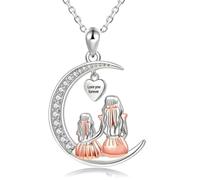 Personalised Mothers Day Gifts - New Mum Necklace, Silver Love Heart Necklaces with Cubic Zirconia, Mothers Day Gifts from Daughter Best Mothers Day Presents for Your Mum, Daughter Love Personalized