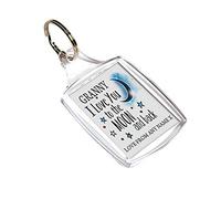 Personalised Mothers Day Granny I love You To The Moon And Back Key Ring Keychain MDF Key ring Keepsake, Family, Sentimental present Birthday Present. (A5 Keyring)