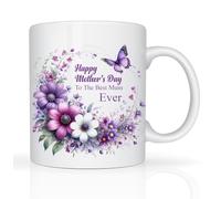Personalised Mothers Day Mug Gifts for Mum from Daughter & Son 11oz Ceramic Coffee Cup Happy Mother's Day to The Best Mum Ever or Nan Grandma Nana Gran Novelty Mug Birthday Presents