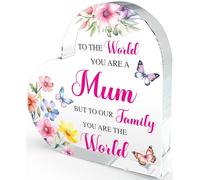 Personalised Mothers Day Mum Birthday Gifts Acrylic Plaque Present Paper Weight Table Sign Decor Frame Acrylic Square Block (Mum You Are The World)