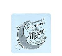 Personalised Mothers Day Themed Mommy I Love You to The Moon and Back Inspired Pink/Blue Coloured Double Layer Cotton Baby Blanket. (Pale Blue)