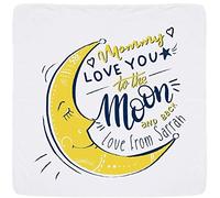 Personalised Mothers Day Themed Mommy I Love You to The Moon and Back Inspired White Coloured Double Layer Cotton Baby Blanket.