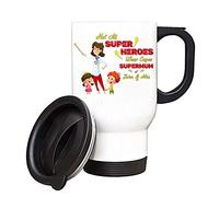 Personalised Mothers Day Themed Not All Superheroes wear caps Supermum Inspired 14 oz Travel Mug (White)