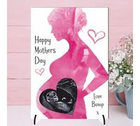 Personalised Mother's Day Ultrasound Photo Plaque | Customised Baby Scan Gift from Bump | Unique Keepsake for Mum-to-Be | Photo Baby Scan Gifts (Pink, MDF Wood - A5 (21cm x 15cm), Unframed)