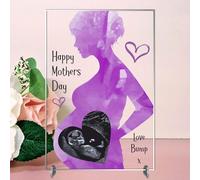 Personalised Mother's Day Ultrasound Photo Plaque | Customised Baby Scan Gift from Bump | Unique Keepsake for Mum-to-Be | Photo Baby Scan Gifts (Purple, Acrylic - A4 (30cm x 21cm), Unframed)