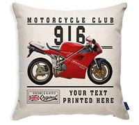Personalised Motorbike Cushion Cover Ducati 916 British Motorcycle Dad Grandad Biker Sofa Pillow Throw Biker Gift VBC10